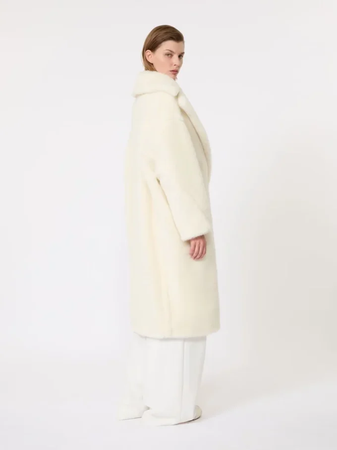 Teddy Bear Icon Coat i alpacka och ull, vit