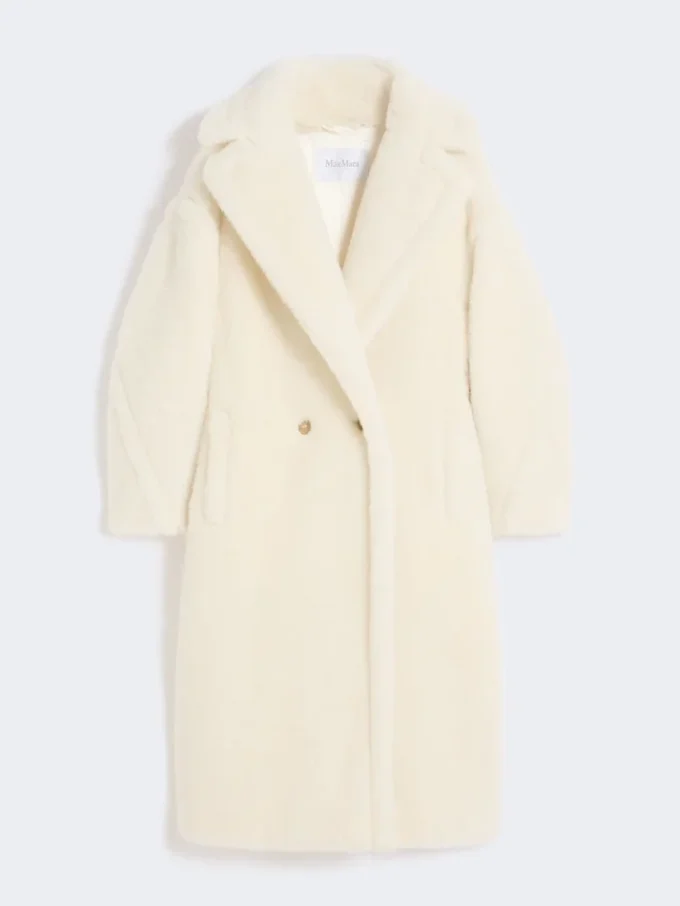 Teddy Bear Icon Coat i alpacka och ull, vit