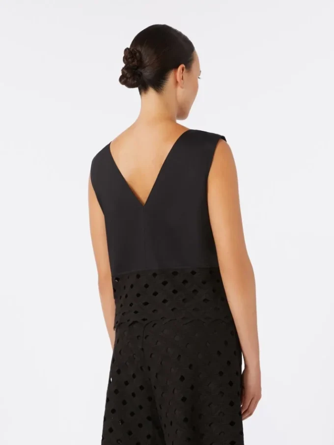 Top i poplin och makramespets, svart Top i poplin och makramespets, svart