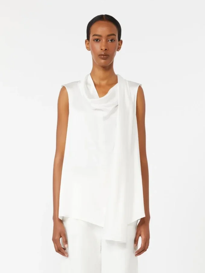 Top i silkesatin, vit Top i silkesatin, vit