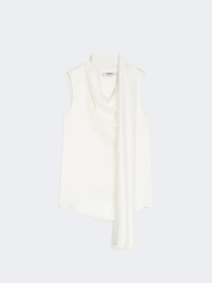 Top i silkesatin, vit Top i silkesatin, vit