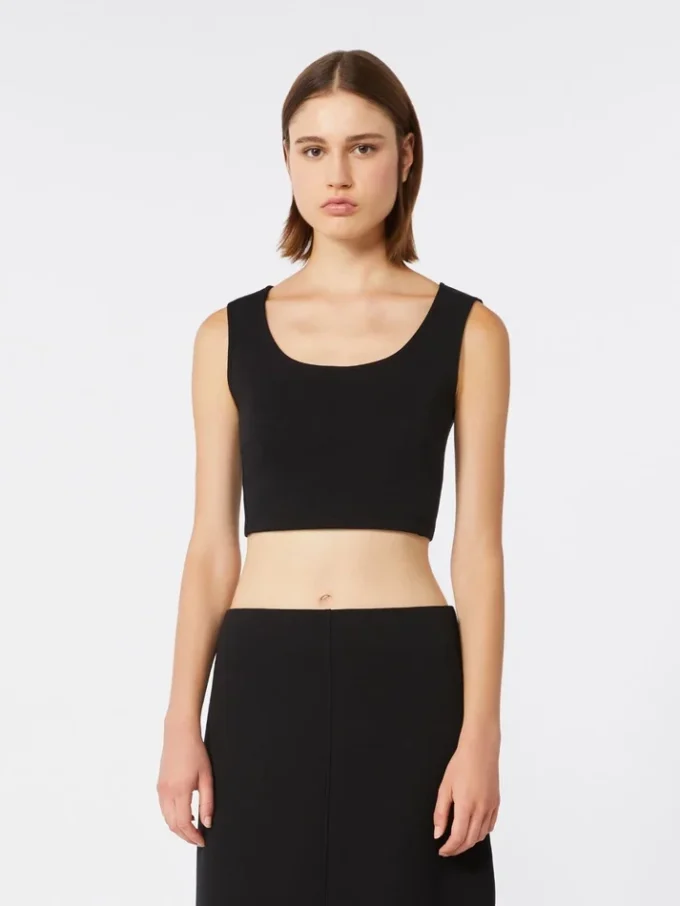 Topp i scuba-jersey, svart Topp i scuba-jersey, svart