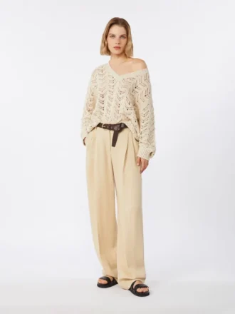 Tröja i bomullsgarn och paljetter, beige