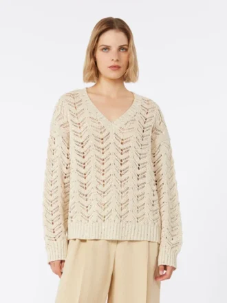 Tröja i bomullsgarn och paljetter, beige