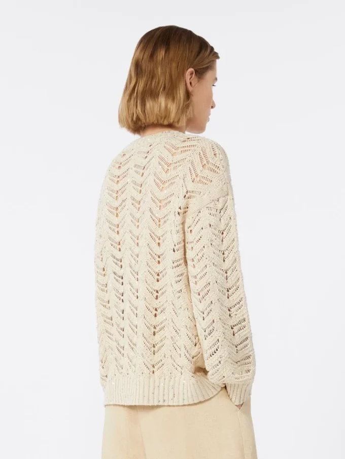 Tröja i bomullsgarn och paljetter, beige