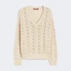 Tröja i bomullsgarn och paljetter, beige