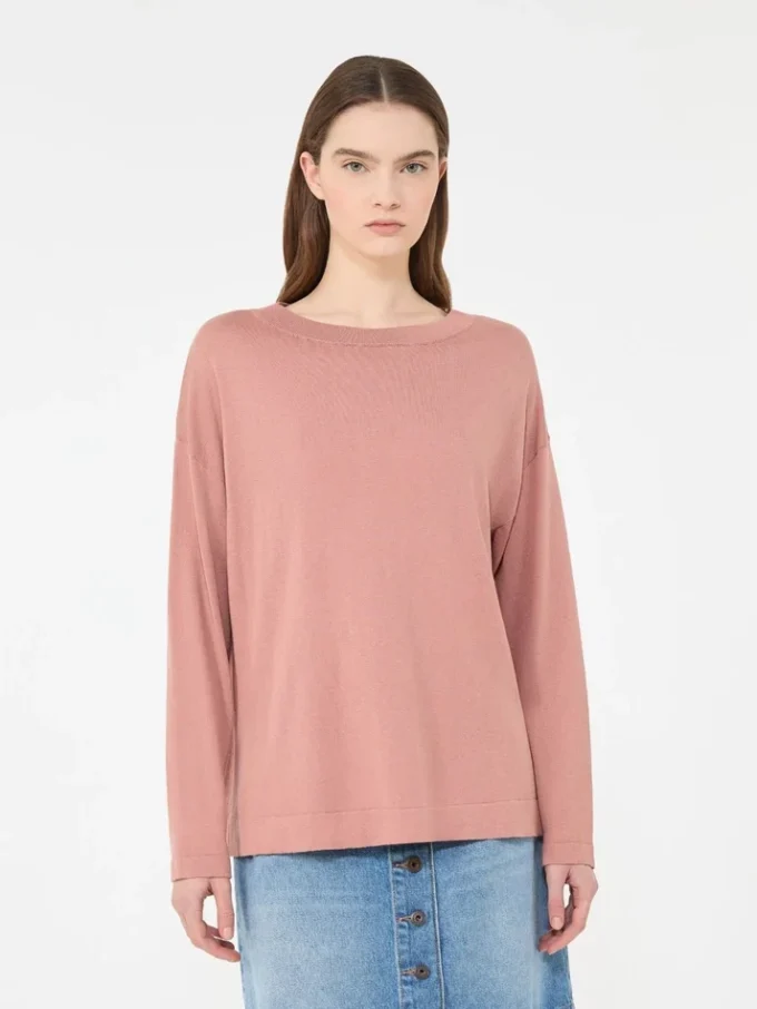 Tröja i silke- och bomullsgarn, rosa Tröja i silke- och bomullsgarn, rosa