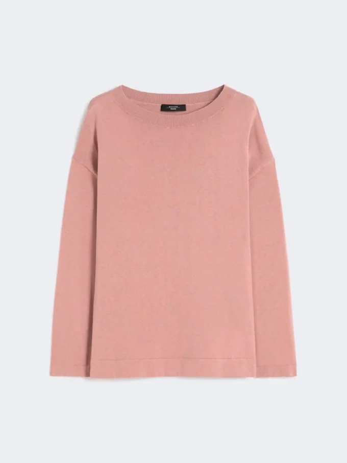 Tröja i silke- och bomullsgarn, rosa Tröja i silke- och bomullsgarn, rosa
