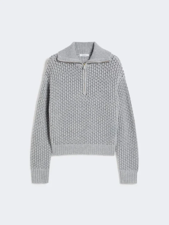 Tröja i ull, kashmir och lurex, ljusgrå Tröja i ull, kashmir och lurex, ljusgrå