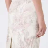 Tryckt pennkjol i organza och gabardin, vit Tryckt pennkjol i organza och gabardin, vit