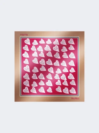 Tryckt silkescarf, beige