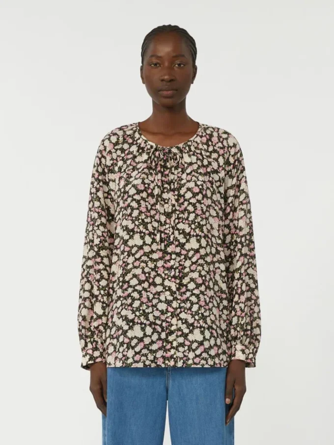 Tryckt silkesskjorta, rosa Tryckt silkesskjorta, rosa