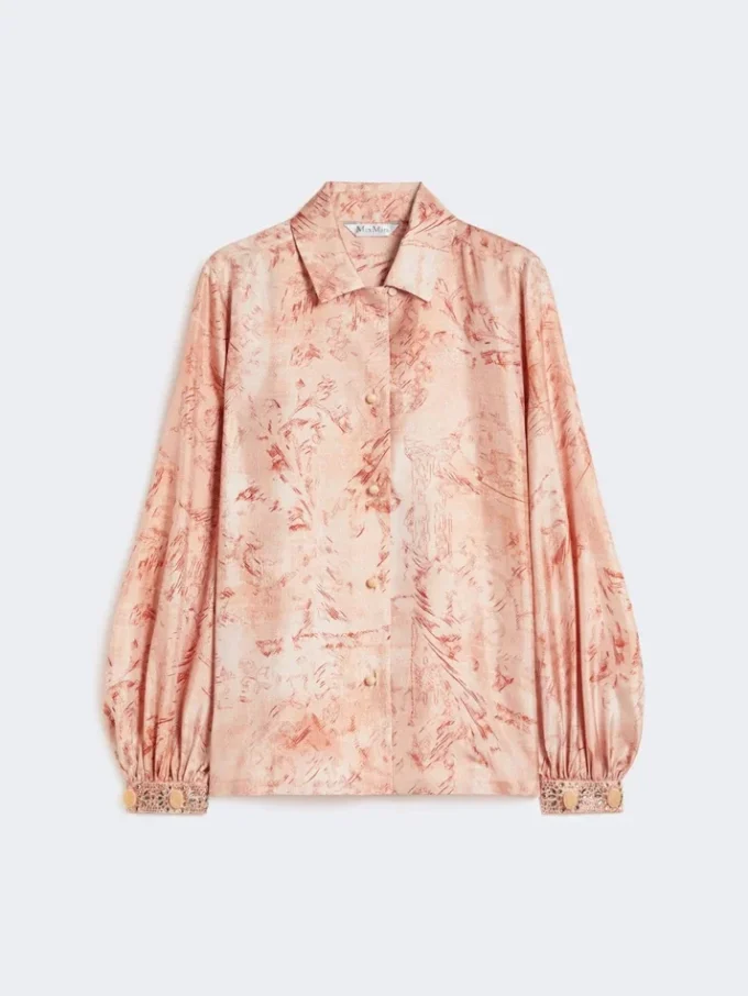 Tryckt silkesskjorta, rosa Tryckt silkesskjorta, rosa
