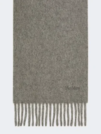 Ullhalsduk med broderi, mellangrå