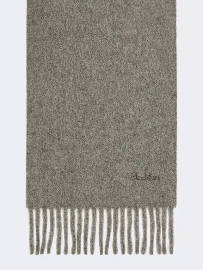 Ullhalsduk med broderi, mellangrå Ullhalsduk med broderi, mellangrå