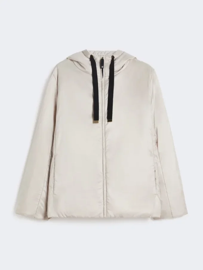 Vadderad, vattenavvisande jacka i canvas med huva, beige Vadderad, vattenavvisande jacka i canvas med huva, beige