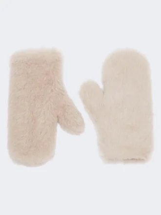 Vantar i teddytyg av alpacka och ull, beige