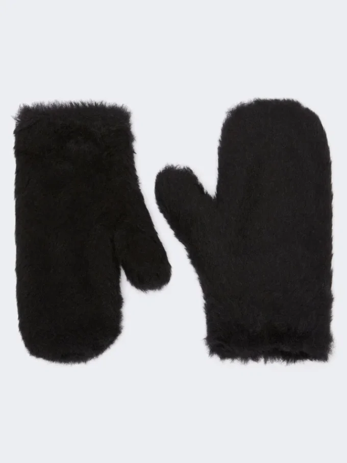 Vantar i teddytyg av alpacka och ull, svarta Vantar i teddytyg av alpacka och ull, svarta
