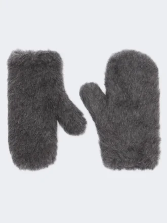 Vantar i ull och teddytyg av alpacka, mellangrå