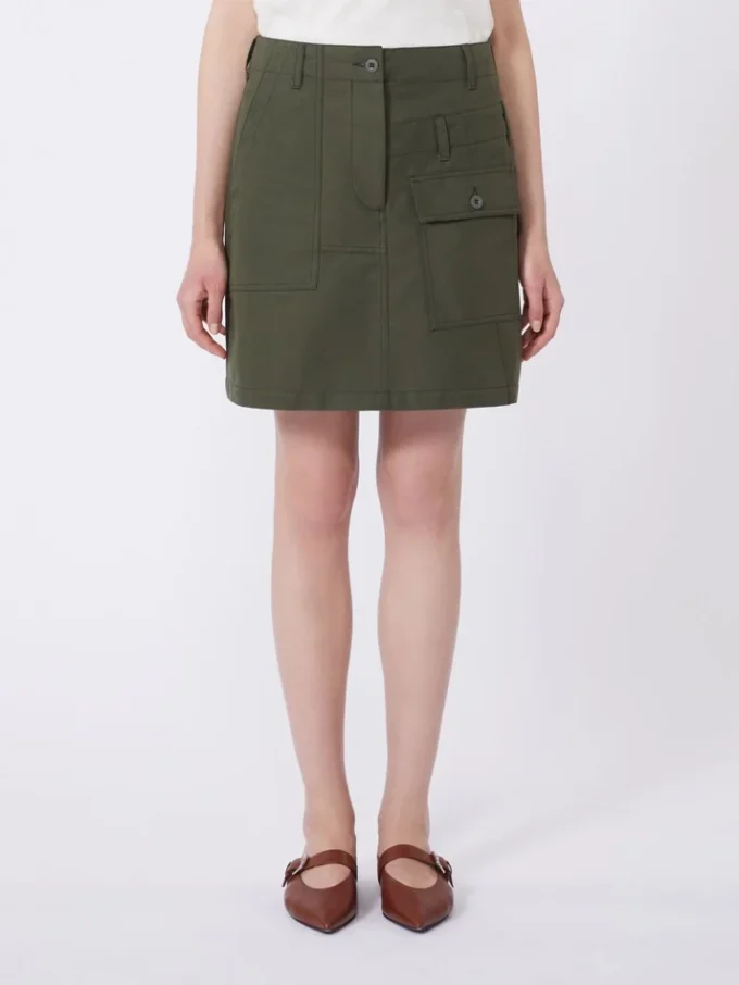 Vattenavvisande minikjol i canvas, khaki Vattenavvisande minikjol i canvas, khaki