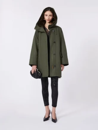 Vattenavvisande parkas i canvas, khaki