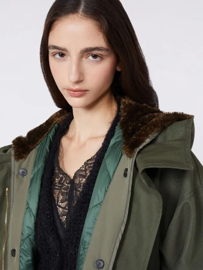 Vattenavvisande parkas i canvas, khaki Vattenavvisande parkas i canvas, khaki