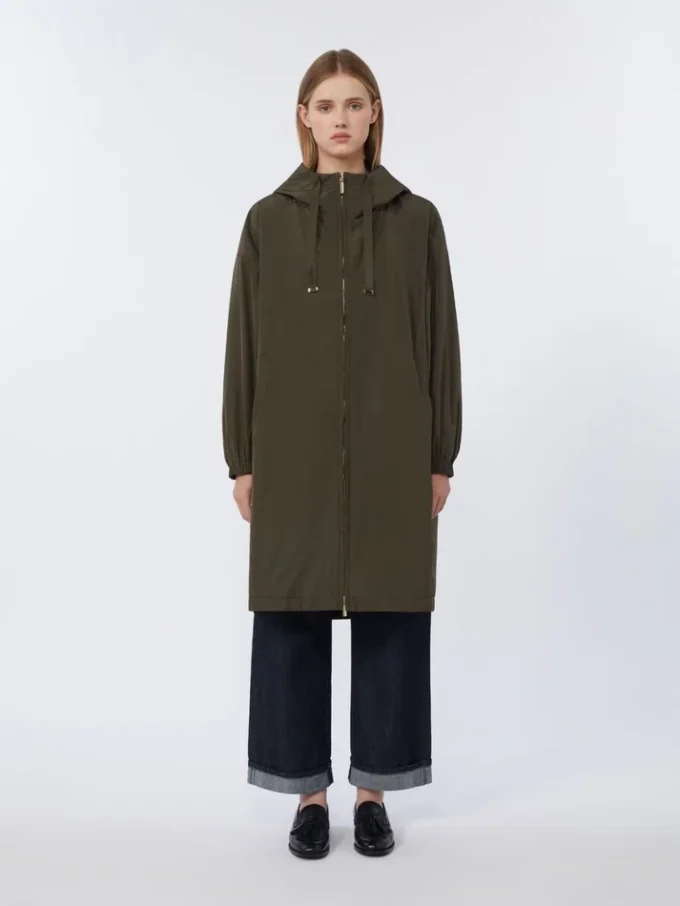 Vattenavvisande parkas i taft, grön Vattenavvisande parkas i taft, grön