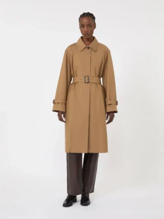 Vattenavvisande trenchcoat i bomullsblandning, brun