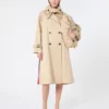 Vattenavvisande trenchcoat i gabardin med tryck, plommon Vattenavvisande trenchcoat i gabardin med tryck, plommon