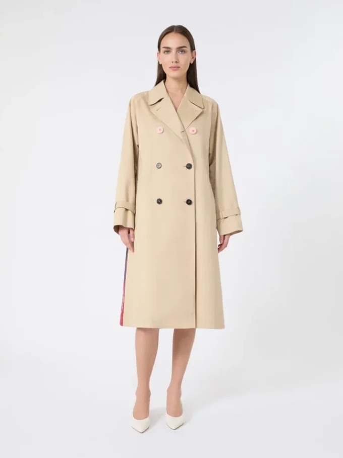 Vattenavvisande trenchcoat i gabardin med tryck, plommon Vattenavvisande trenchcoat i gabardin med tryck, plommon