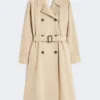 Vattenavvisande trenchcoat i gabardin med tryck, plommon Vattenavvisande trenchcoat i gabardin med tryck, plommon