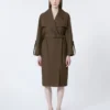 Vattenavvisande trenchcoat i twill med bälte, chokladbrun Vattenavvisande trenchcoat i twill med bälte, chokladbrun