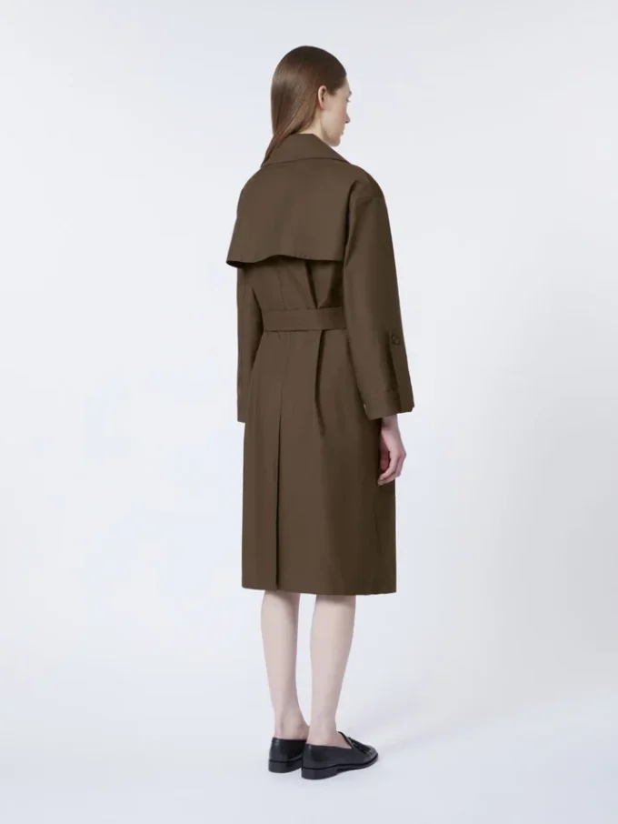 Vattenavvisande trenchcoat i twill med bälte, chokladbrun Vattenavvisande trenchcoat i twill med bälte, chokladbrun