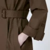 Vattenavvisande trenchcoat i twill med bälte, chokladbrun Vattenavvisande trenchcoat i twill med bälte, chokladbrun