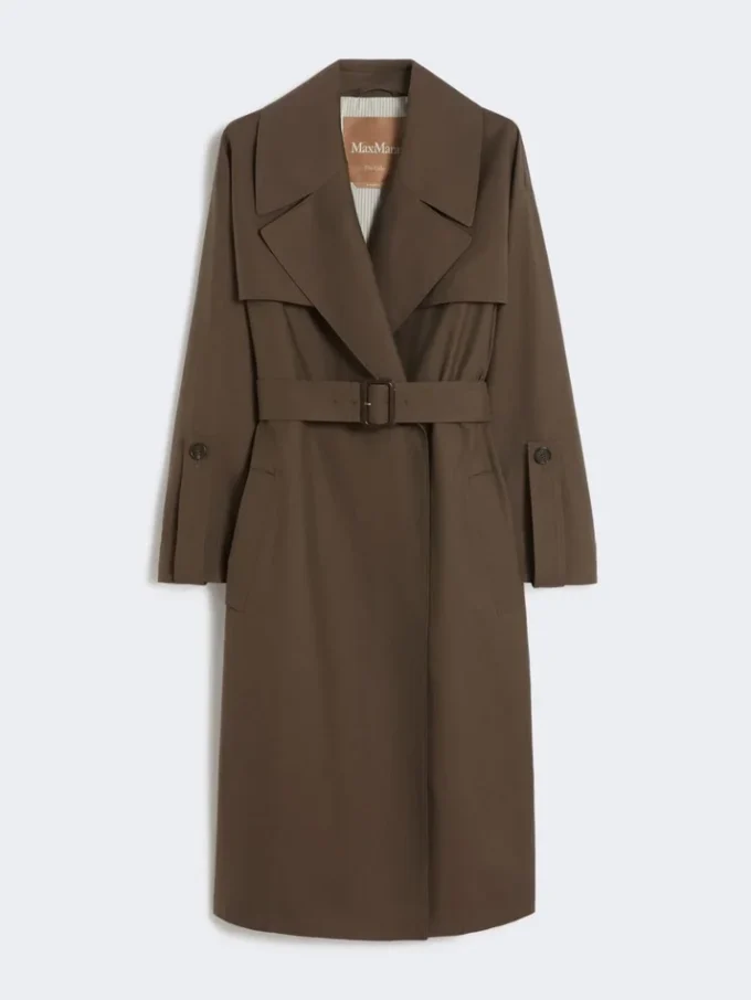 Vattenavvisande trenchcoat i twill med bälte, chokladbrun Vattenavvisande trenchcoat i twill med bälte, chokladbrun