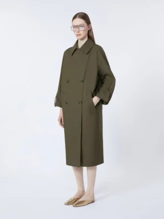 Vattenavvisande trenchcoat i twill med bälte, grön