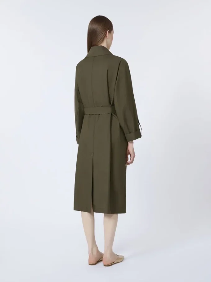 Vattenavvisande trenchcoat i twill med bälte, grön Vattenavvisande trenchcoat i twill med bälte, grön