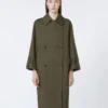 Vattenavvisande trenchcoat i twill med bälte, grön Vattenavvisande trenchcoat i twill med bälte, grön