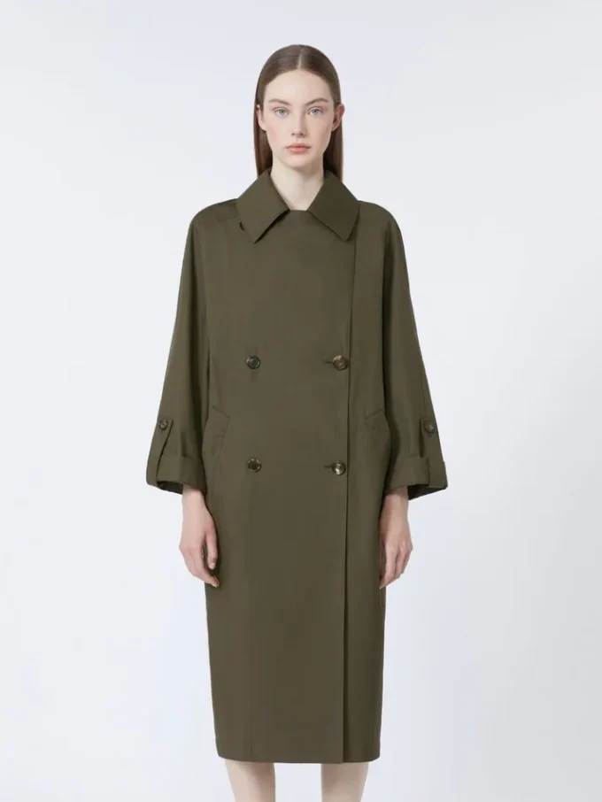 Vattenavvisande trenchcoat i twill med bälte, grön Vattenavvisande trenchcoat i twill med bälte, grön