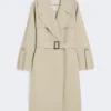 Vattenavvisande trenchcoat i twill med bälte, sand Vattenavvisande trenchcoat i twill med bälte, sand