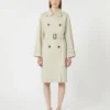 Vattenavvisande trenchcoat i twill med dubbelknäppning, naturfärgad Vattenavvisande trenchcoat i twill med dubbelknäppning, naturfärgad