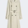 Vattenavvisande trenchcoat i twill med dubbelknäppning, naturfärgad Vattenavvisande trenchcoat i twill med dubbelknäppning, naturfärgad