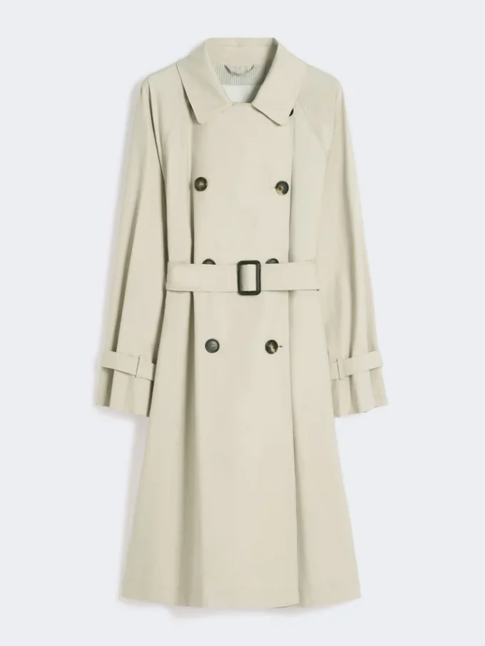 Vattenavvisande trenchcoat i twill med dubbelknäppning, naturfärgad Vattenavvisande trenchcoat i twill med dubbelknäppning, naturfärgad