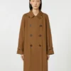 Vattenavvisande trenchcoat i twill med dubbelknäppning, tobaksfärgad Vattenavvisande trenchcoat i twill med dubbelknäppning, tobaksfärgad