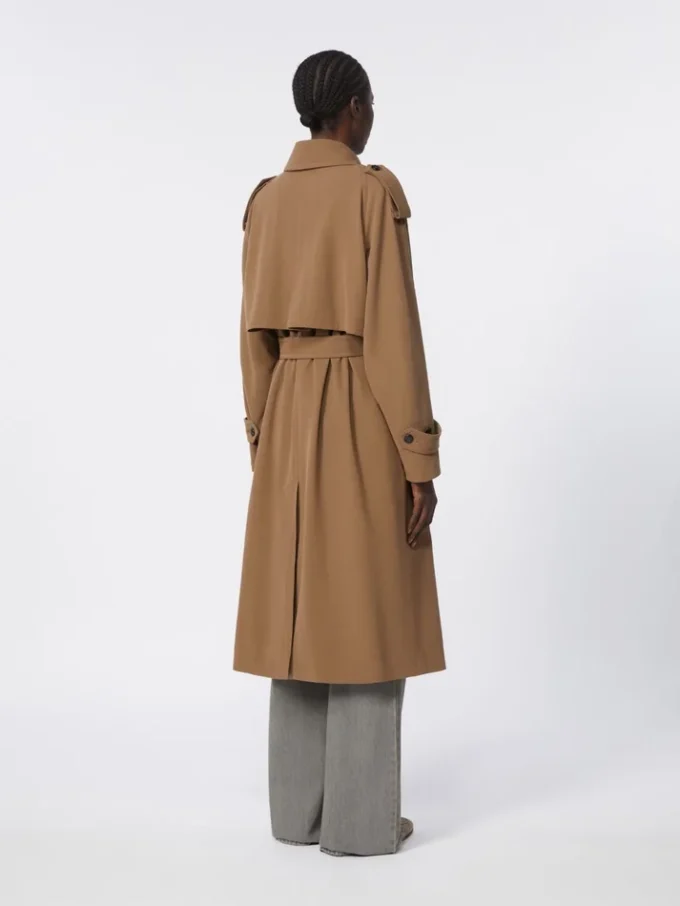 Vattenavvisande trenchcoat i ullgabardin, brun Vattenavvisande trenchcoat i ullgabardin, brun