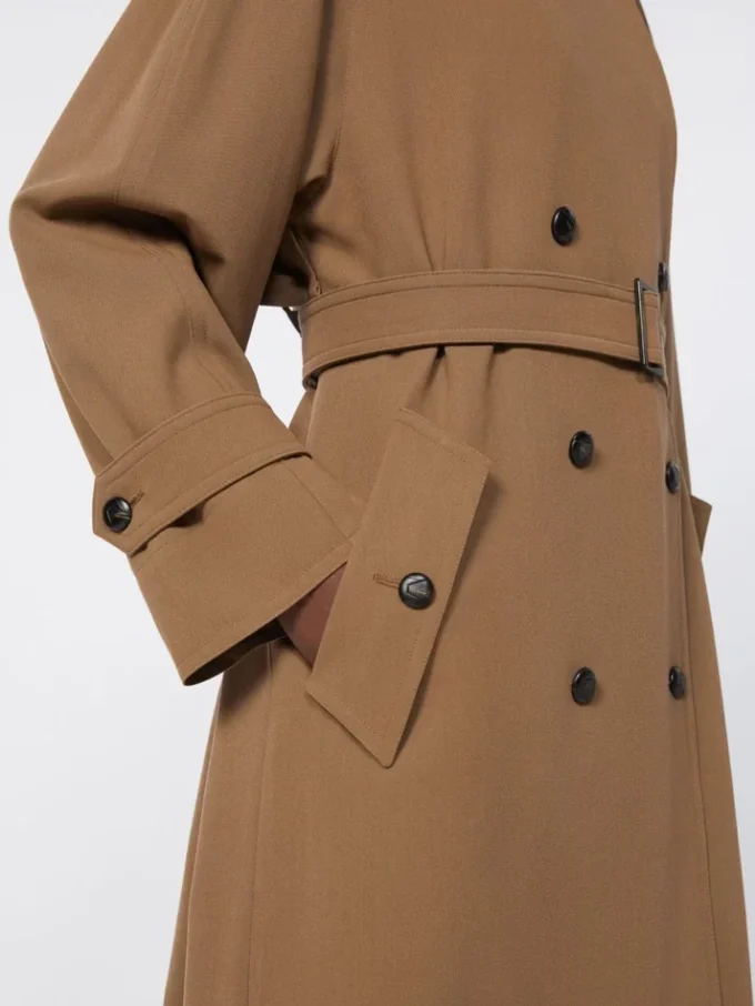 Vattenavvisande trenchcoat i ullgabardin, brun Vattenavvisande trenchcoat i ullgabardin, brun