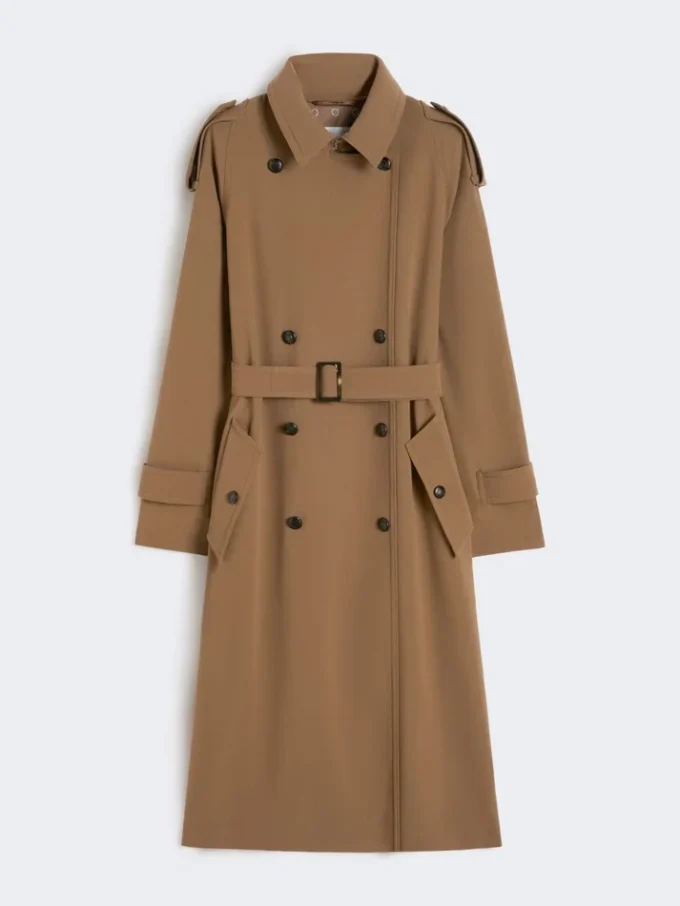 Vattenavvisande trenchcoat i ullgabardin, brun Vattenavvisande trenchcoat i ullgabardin, brun