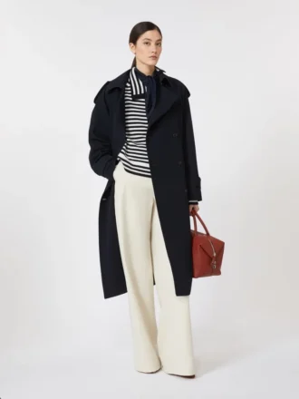 Vattenavvisande trenchcoat i ullgabardin, ultramarin