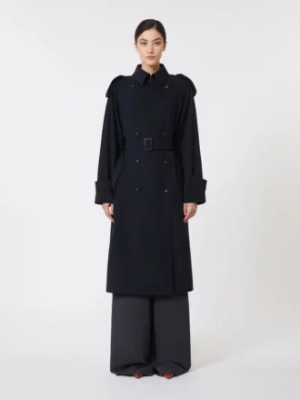 Vattenavvisande trenchcoat i ullgabardin, ultramarin