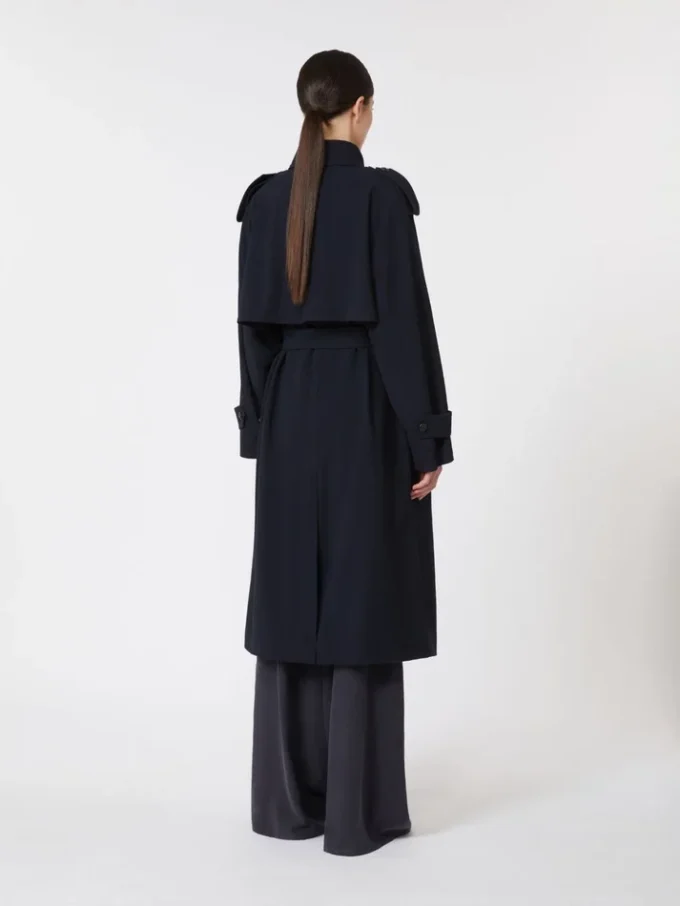 Vattenavvisande trenchcoat i ullgabardin, ultramarin Vattenavvisande trenchcoat i ullgabardin, ultramarin